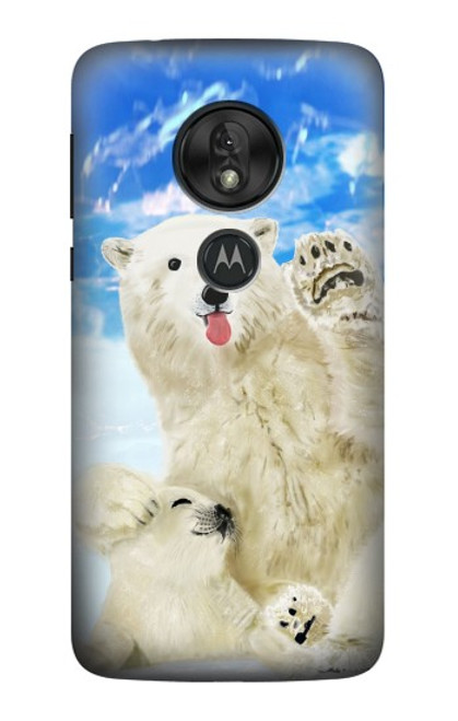 S3794 北極シロクマはシールに恋するペイント Arctic Polar Bear in Love with Seal Paint Motorola Moto G7 Power バックケース、フリップケース・カバー