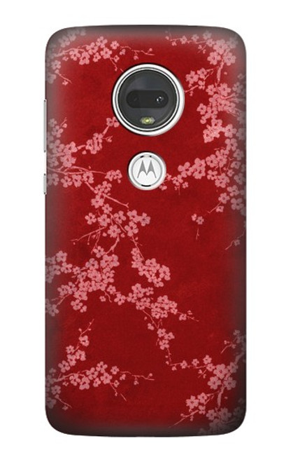 S3817 赤い花の桜のパターン Red Floral Cherry blossom Pattern Motorola Moto G7, Moto G7 Plus バックケース、フリップケース・カバー