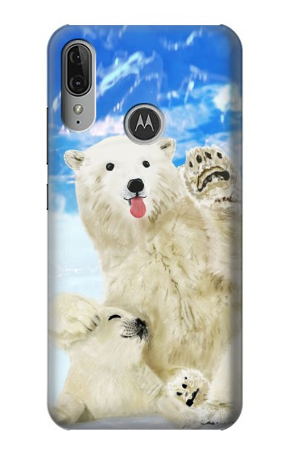 S3794 北極シロクマはシールに恋するペイント Arctic Polar Bear in Love with Seal Paint Motorola Moto E6 Plus, Moto E6s バックケース、フリップケース・カバー
