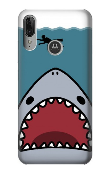 S3825 漫画のサメの海のダイビング Cartoon Shark Sea Diving Motorola Moto E6 Plus, Moto E6s バックケース、フリップケース・カバー