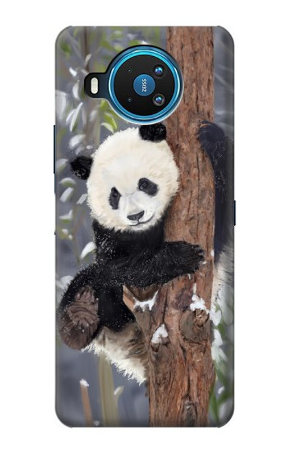 S3793 かわいい赤ちゃん雪パンダのペイント Cute Baby Panda Snow Painting Nokia 8.3 5G バックケース、フリップケース・カバー