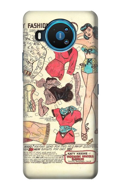 S3820 ヴィンテージ騎乗位ファッション紙人形 Vintage Cowgirl Fashion Paper Doll Nokia 8.3 5G バックケース、フリップケース・カバー