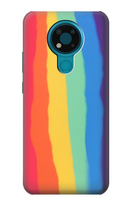 S3799 かわいい縦水彩レインボー Cute Vertical Watercolor Rainbow Nokia 3.4 バックケース、フリップケース・カバー