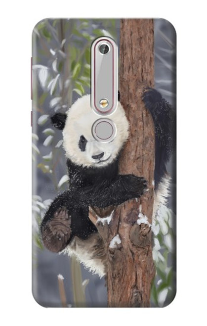 S3793 かわいい赤ちゃん雪パンダのペイント Cute Baby Panda Snow Painting Nokia 6.1, Nokia 6 2018 バックケース、フリップケース・カバー