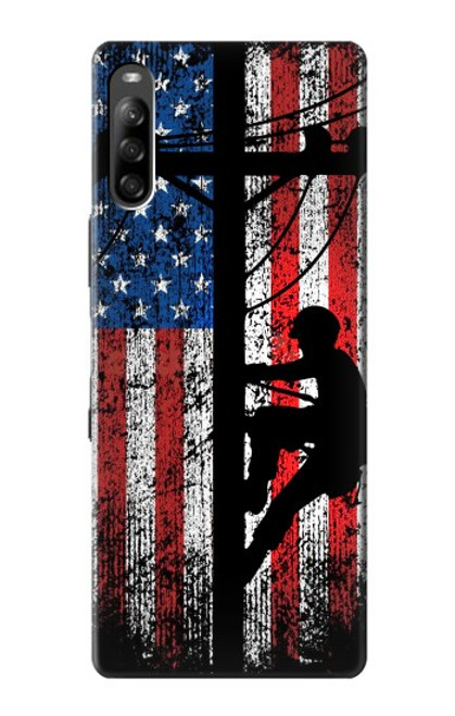 S3803 電気技師ラインマンアメリカ国旗 Electrician Lineman American Flag Sony Xperia L4 バックケース、フリップケース・カバー