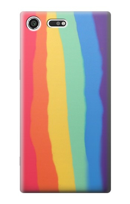 S3799 かわいい縦水彩レインボー Cute Vertical Watercolor Rainbow Sony Xperia XZ Premium バックケース、フリップケース・カバー
