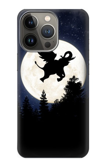 S3323 飛び象満月の夜 Flying Elephant Full Moon Night iPhone 13 Pro バックケース、フリップケース・カバー