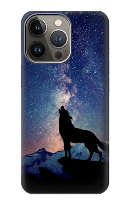 S3555 狼 Wolf Howling Million Star iPhone 13 Pro バックケース、フリップケース・カバー