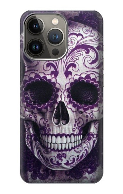 S3582 紫の頭蓋骨 Purple Sugar Skull iPhone 13 Pro バックケース、フリップケース・カバー