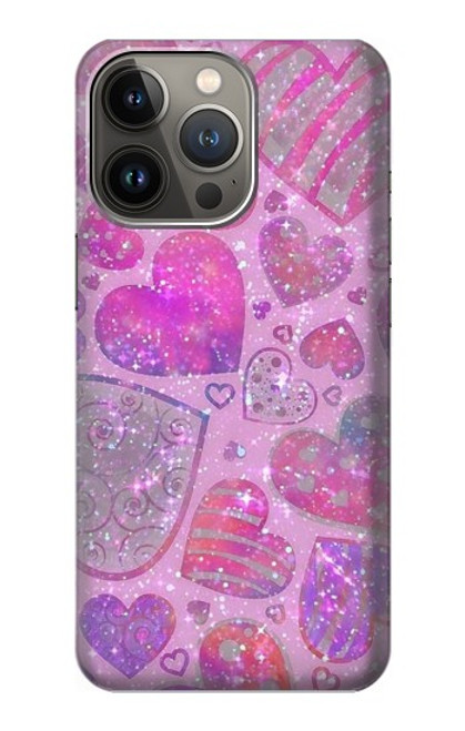 S3710 ピンクのラブハート Pink Love Heart iPhone 13 Pro バックケース、フリップケース・カバー