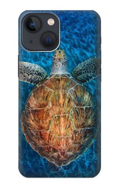 S1249 青い海亀 Blue Sea Turtle iPhone 13 mini バックケース、フリップケース・カバー
