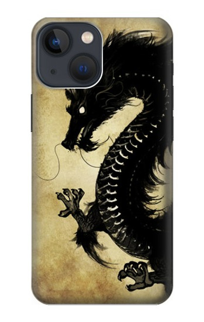 S1482 ブラックドラゴン絵画 Black Dragon Painting iPhone 13 mini バックケース、フリップケース・カバー