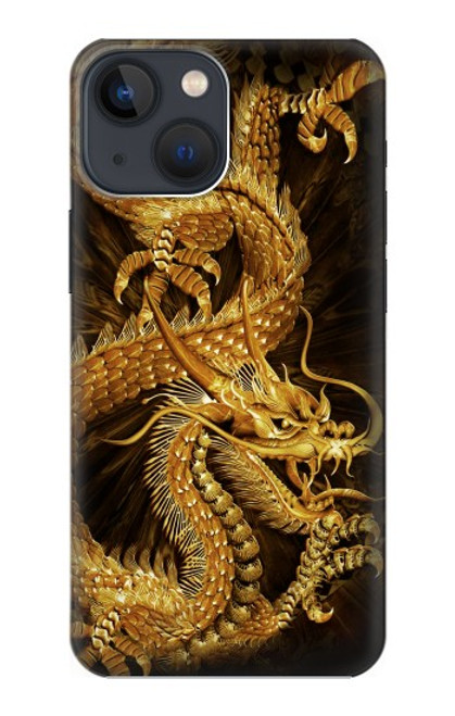 S2804 ゴールドドラゴンプリント Chinese Gold Dragon Printed iPhone 13 mini バックケース、フリップケース・カバー