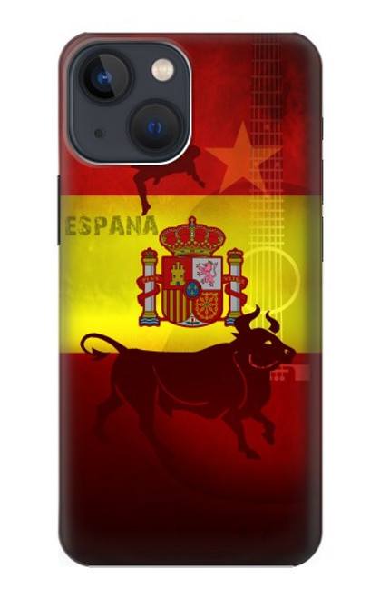 S2984 スペインサッカー Spain Football Soccer Flag iPhone 13 mini バックケース、フリップケース・カバー