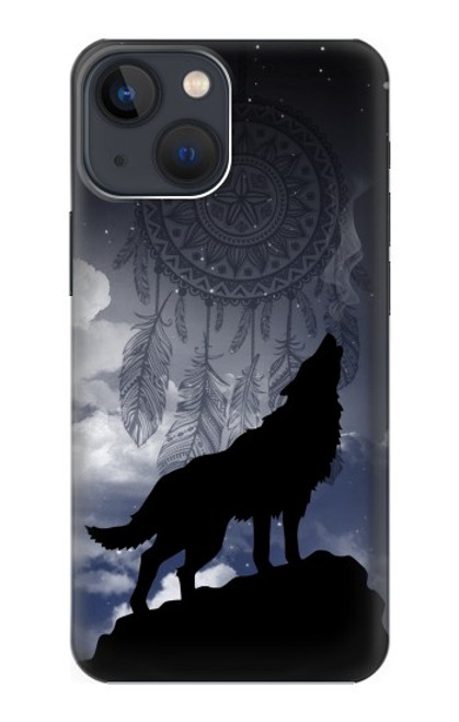 S3011 ドリームキャッチャーオオカミは 月にハウリング Dream Catcher Wolf Howling iPhone 13 mini バックケース、フリップケース・カバー