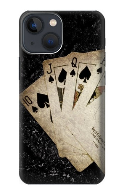 S3231 ヴィンテージロイヤルストレートフラッシュカード Vintage Royal Straight Flush Cards iPhone 13 mini バックケース、フリップケース・カバー