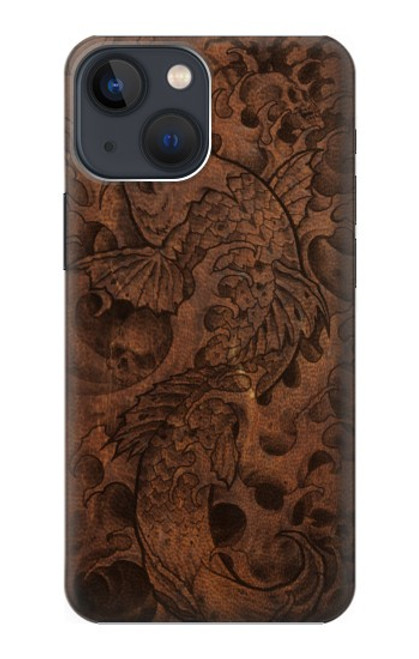 S3405 魚のタトゥーグラフィックプリント Fish Tattoo Leather Graphic Print iPhone 13 mini バックケース、フリップケース・カバー