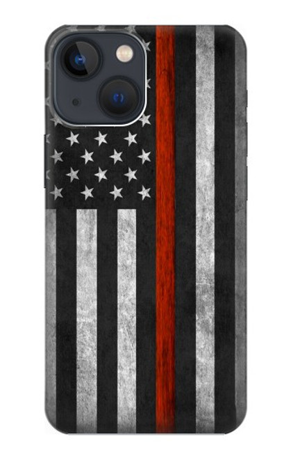 S3472 消防士細い赤線旗 Firefighter Thin Red Line Flag iPhone 13 mini バックケース、フリップケース・カバー