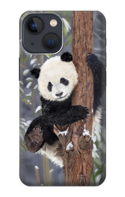 S3793 かわいい赤ちゃん雪パンダのペイント Cute Baby Panda Snow Painting iPhone 13 mini バックケース、フリップケース・カバー