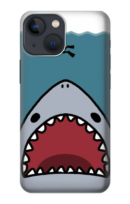 S3825 漫画のサメの海のダイビング Cartoon Shark Sea Diving iPhone 13 mini バックケース、フリップケース・カバー