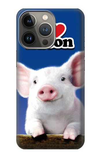 S0608 私はベーコンが大好き かわいい子ブタ I Love Bacon Cute Baby Pig iPhone 13 Pro Max バックケース、フリップケース・カバー