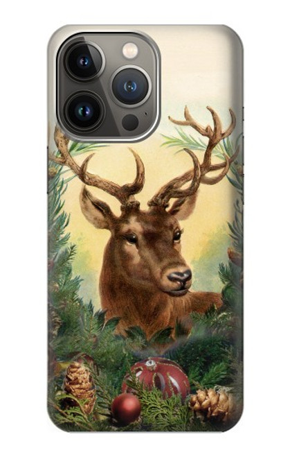 S2841 ヴィンテージ トナカイ クリスマス Vintage Reindeer Christmas iPhone 13 Pro Max バックケース、フリップケース・カバー