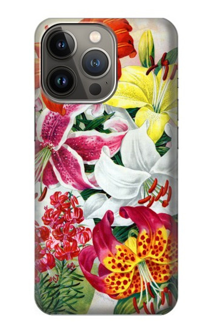 S3205 レトロ花 Retro Art Flowers iPhone 13 Pro Max バックケース、フリップケース・カバー