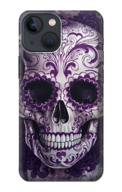 S3582 紫の頭蓋骨 Purple Sugar Skull iPhone 13 バックケース、フリップケース・カバー