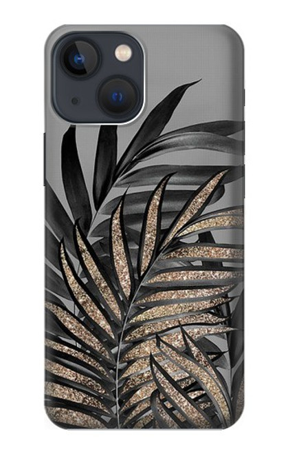 S3692 灰色の黒いヤシの葉 Gray Black Palm Leaves iPhone 13 バックケース、フリップケース・カバー