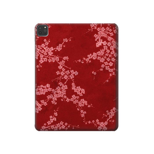 S3817 赤い花の桜のパターン Red Floral Cherry blossom Pattern iPad Pro 11 (2021,2020,2018, 3rd, 2nd, 1st) タブレットケース