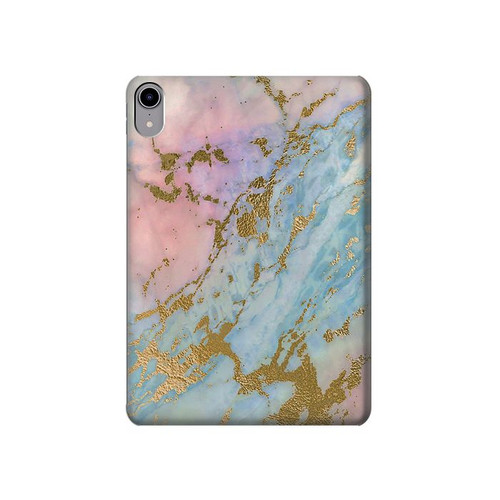 S3717 ローズゴールドブルーパステル大理石グラフィックプリント Rose Gold Blue Pastel Marble Graphic Printed iPad mini 6, iPad mini (2021) タブレットケース