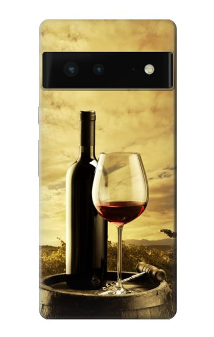 S2042 ブドウのボトルと赤ワインのグラス A Grape Vineyard Grapes Bottle and Glass of Red Wine Google Pixel 6 バックケース、フリップケース・カバー