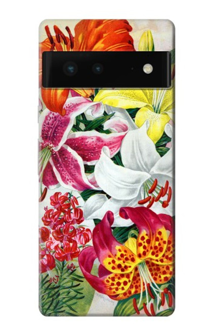 S3205 レトロ花 Retro Art Flowers Google Pixel 6 バックケース、フリップケース・カバー