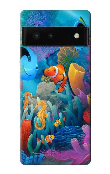 S3227 水中の世界の漫画 Underwater World Cartoon Google Pixel 6 バックケース、フリップケース・カバー