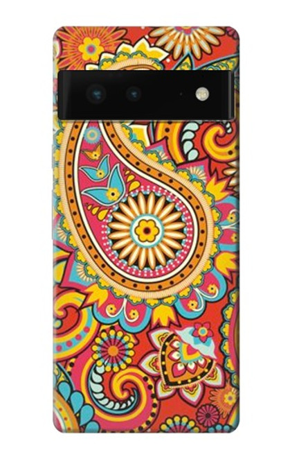 S3402 ペイズリー花柄 Floral Paisley Pattern Seamless Google Pixel 6 バックケース、フリップケース・カバー