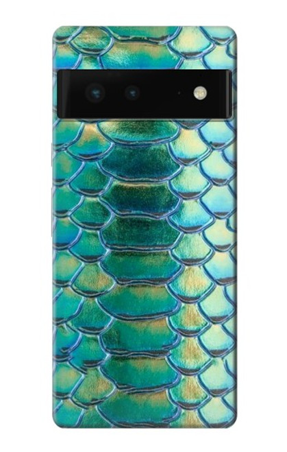 S3414 緑のヘビの鱗 グラフィックプリント Green Snake Scale Graphic Print Google Pixel 6 バックケース、フリップケース・カバー