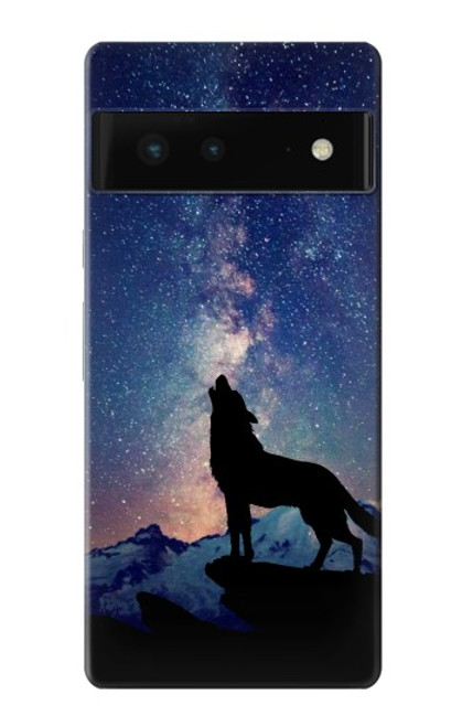 S3555 狼 Wolf Howling Million Star Google Pixel 6 バックケース、フリップケース・カバー