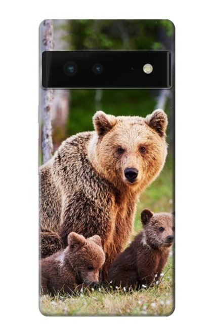 S3558 くまの家族 Bear Family Google Pixel 6 バックケース、フリップケース・カバー