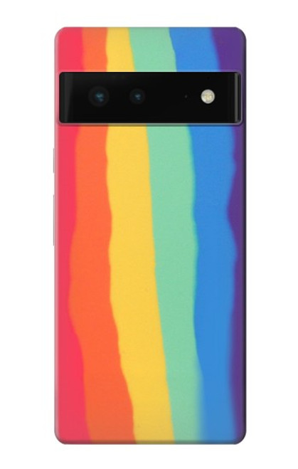 S3799 かわいい縦水彩レインボー Cute Vertical Watercolor Rainbow Google Pixel 6 バックケース、フリップケース・カバー