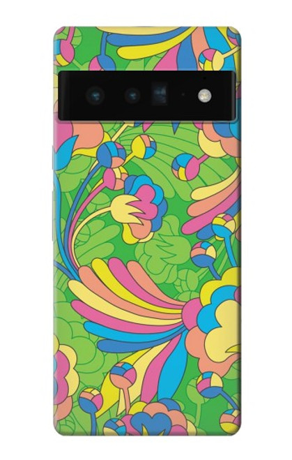 S3273 フラワーラインアートパターン Flower Line Art Pattern Google Pixel 6 Pro バックケース、フリップケース・カバー