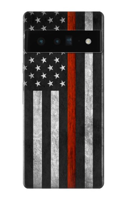 S3472 消防士細い赤線旗 Firefighter Thin Red Line Flag Google Pixel 6 Pro バックケース、フリップケース・カバー