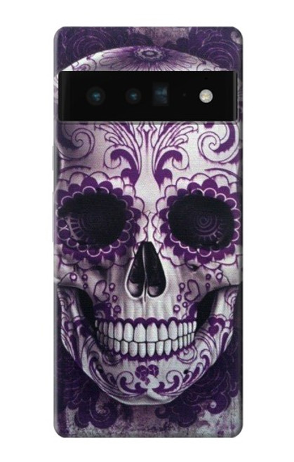 S3582 紫の頭蓋骨 Purple Sugar Skull Google Pixel 6 Pro バックケース、フリップケース・カバー