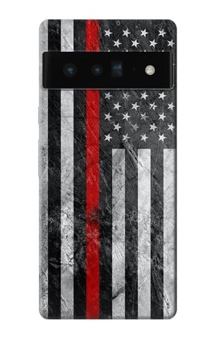 S3687 消防士細い赤い線アメリカの国旗 Firefighter Thin Red Line American Flag Google Pixel 6 Pro バックケース、フリップケース・カバー