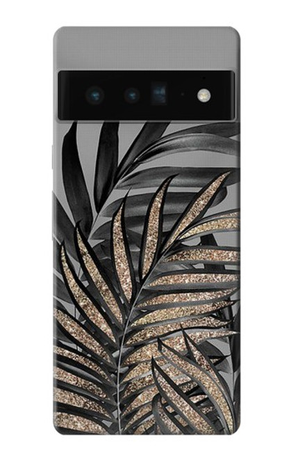 S3692 灰色の黒いヤシの葉 Gray Black Palm Leaves Google Pixel 6 Pro バックケース、フリップケース・カバー