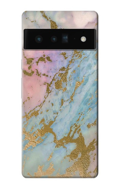 S3717 ローズゴールドブルーパステル大理石グラフィックプリント Rose Gold Blue Pastel Marble Graphic Printed Google Pixel 6 Pro バックケース、フリップケース・カバー