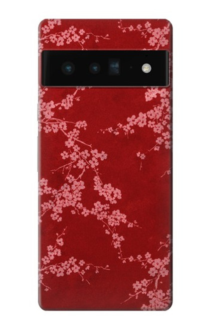 S3817 赤い花の桜のパターン Red Floral Cherry blossom Pattern Google Pixel 6 Pro バックケース、フリップケース・カバー