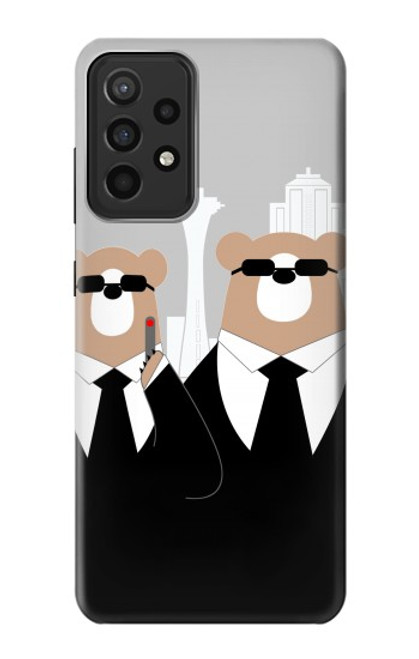 S3557 黒いスーツのクマ Bear in Black Suit Samsung Galaxy A52s 5G バックケース、フリップケース・カバー