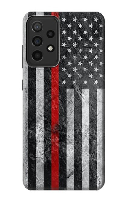 S3687 消防士細い赤い線アメリカの国旗 Firefighter Thin Red Line American Flag Samsung Galaxy A52s 5G バックケース、フリップケース・カバー