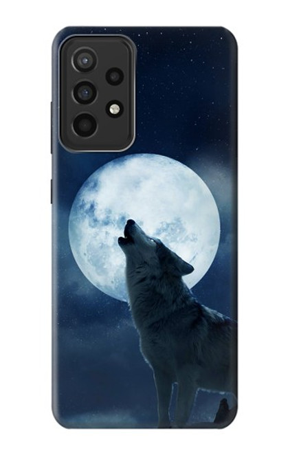 S3693 グリムホワイトウルフ満月 Grim White Wolf Full Moon Samsung Galaxy A52s 5G バックケース、フリップケース・カバー