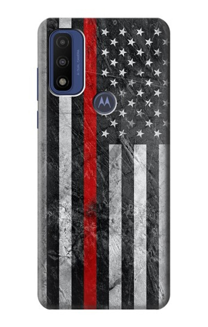 S3687 消防士細い赤い線アメリカの国旗 Firefighter Thin Red Line American Flag Motorola G Pure バックケース、フリップケース・カバー